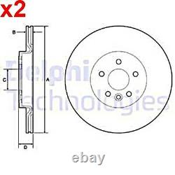 2X Brake Disc DELPHI Fits JAGUAR F-Pace I-Pace Xe LAND ROVER Discovery T4A2061