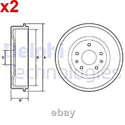 2X Brake Drum DELPHI Fits LAND ROVER Freelander SDC000010