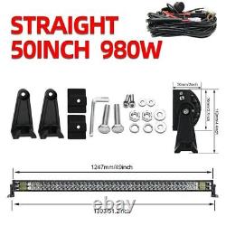 2-Row Curved Led Light Bar 52 50 42 32 Offroad Work Lamp Combo Driving ATV SUV