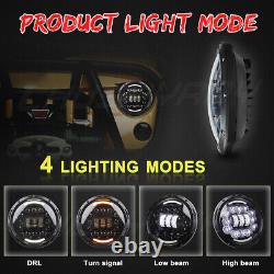 2pcs 7''inch round LED Headlight 6000k High/low Light Offroad Driving Lamp UK
