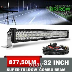 32inch Straight LED Light Bar Spot Flood Combo Off Road SUV ATV Marine Pickup