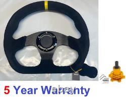 350mm D Shape Steering Wheel And Weld On Quick Release Snap Off Boss Kit Hub