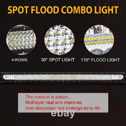 42 1550W LED Work Light Bar Quad Tri Row Spot Flood Driving OffRoad Truck 40