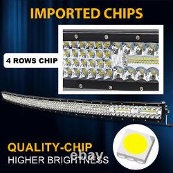 52Inch 1980W Quad Row Curved LED Light Bar Spot Flood Combo Offroad FOG +Wiring