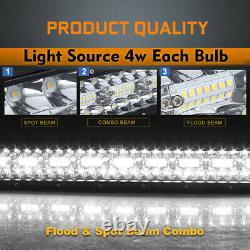 52 Straight 3 Row LED Work Light Bar Driving Lamp Wiring Kit Flood Spot Offroad
