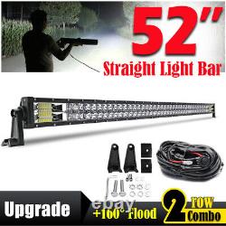 52inch LED Work Light Bar Straight Spot Flood Offroad Roof Driving Truck SUV 4WD