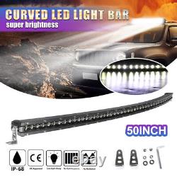 6D 50inch 480W Curved Single Row Slim Led Light Bar Combo Chevy Offroad 5152