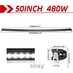 6D 50inch 480W Curved Single Row Slim Led Light Bar Combo Chevy Offroad 5152