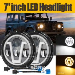 7-Inch LED Headlight White/Amber For Land Rover Defender 90 110 Off-Road Driving