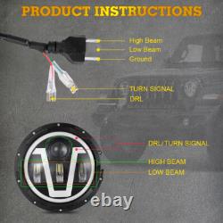 7-Inch LED Headlight White/Amber For Land Rover Defender 90 110 Off-Road Driving