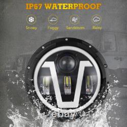 7-Inch LED Headlight White/Amber For Land Rover Defender 90 110 Off-Road Driving