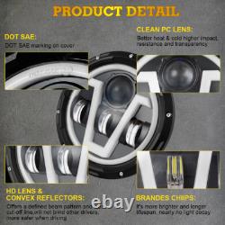 7-Inch LED Headlight White/Amber For Land Rover Defender 90 110 Off-Road Driving