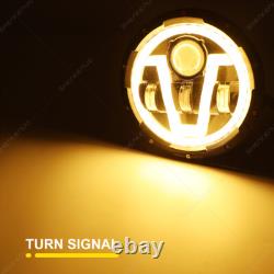 7-Inch LED Headlight White/Amber For Land Rover Defender 90 110 Off-Road Driving