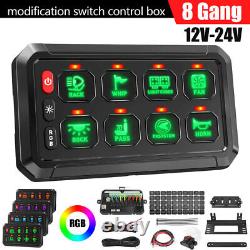 8 Gang RGB LED Switch Panel Relay System Box Kit For Car Off-road Marine ATV UTV