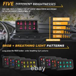 8 Gang RGB LED Switch Panel Relay System Box Kit For Car Off-road Marine ATV UTV