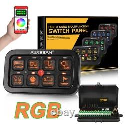 AUXBEAM 12-24V RGB LED Switch Panel 8 Gang Relay System For Offroad Truck SUV RV