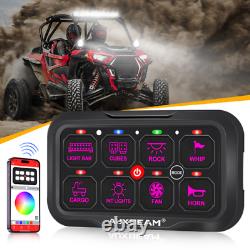 AUXBEAM 8 Gang RGB On/Off Switch Panel Toggle LED Light Circuit Relay System Kit