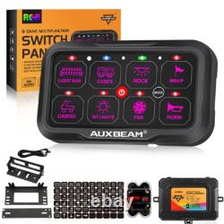 AUXBEAM 8 Gang RGB On/Off Switch Panel Toggle LED Light Circuit Relay System Kit