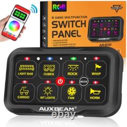 AUXBEAM 8 Gang RGB On/Off Switch Panel Toggle LED Light Circuit Relay System Kit