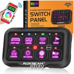 AUXBEAM 8 Gang RGB On/Off Switch Panel Toggle LED Light Circuit Relay System Kit
