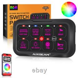 AUXBEAM 8 Gang RGB On/Off Switch Panel Toggle LED Light Circuit Relay System Kit