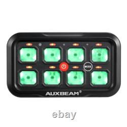 AUXBEAM 8 Gang RGB On/Off Switch Panel Toggle LED Light Circuit Relay System Kit