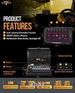 AUXBEAM AR-800 RGB 8 Gang Switch Panel LED Light Electronic Relay System ON/OFF