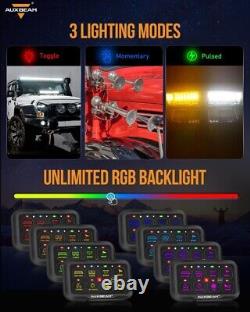 AUXBEAM RGB 8 Gang On/Off Panel Remote Control Switch LED Circuit System 12V-24V