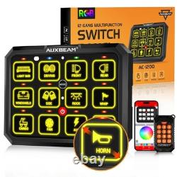 AUXBEAM Wireless 12 Gang Switch Panel RGB Relay System Box for Off Road Truck