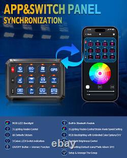 Braveway RGB 8 Gang Switch Panel LED Relay System Off-road bluetooth APP Control