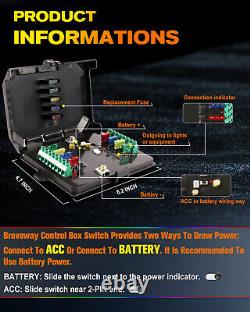Braveway RGB 8 Gang Switch Panel LED Relay System Off-road bluetooth APP Control