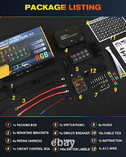 Braveway RGB 8 Gang Switch Panel LED Relay System Off-road bluetooth APP Control
