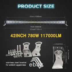 Curved 22 32 42'' 52'' LED Light Bar TRI-ROW Driving Flood Spot Combo Off-road