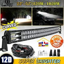 Curved 52 32 22inch LED Light Bar Combo SUV 4X4 Boat for Land Rover Offroad Ford