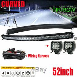 Curved 52 LED Light Bar Off Road 4x4 Driving Roof Bar 18W pods light wiring