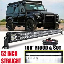 Fits Land Rover Defender Led Light Bar 3-Row 52 Spot Flood Offroad Driving+Wire