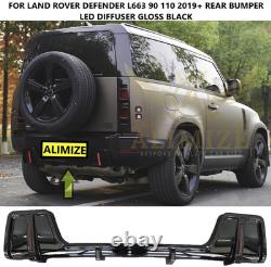 For LAND ROVER DEFENDER L663 110 90 REAR LIP LED DIFFUSER OFF ROAD GLOSS BLACK