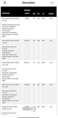Genuine LAND ROVER DISCOVERY-EVOQUE 2.0-2.0-D DRIVESHAFT OFF/SIDE 2011 ONWARDS