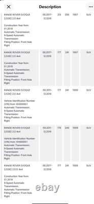 Genuine LAND ROVER DISCOVERY-EVOQUE 2.0-2.0-D DRIVESHAFT OFF/SIDE 2011 ONWARDS
