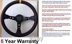 Leather Steering Wheel And Quick Release Snap Off Boss Kit Hub 350mm 13.7 Inch
