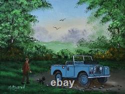 Mal Burton Original Oil Painting Off Out With The Dog In The Land Rover