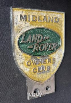 Midland Land Rover Owners Club Vintage Radiator Grille Car Badge Off Road Groupe