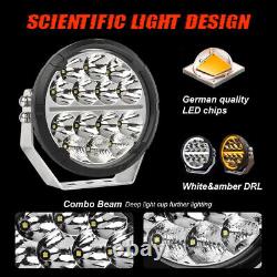 Pair 7 Inch Round off Road Spot Beam LED Driving Lights Dual Color DRL Truck