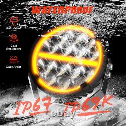 Pair 7 Inch Round off Road Spot Beam LED Driving Lights Dual Color DRL Truck