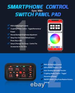 RGB 8 Gang ON/OFF Switch Panel Circuit Control Box LED Light Bar Marine Boat Car