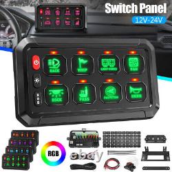 RGB 8 Gang Switch Panel On-Off LED Circuit Control For Jeep Off-Road UTV Marine