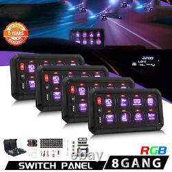 RGB 8 Gang Switch Panel On-Off LED Circuit Control For Jeep Off-Road UTV Marine