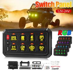 RGB 8 Gang Switch Panel On-Off LED Circuit Control For Jeep Off-Road UTV Marine