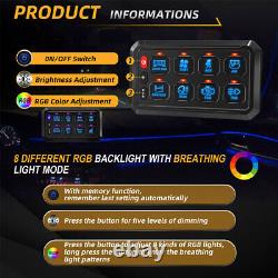 RGB 8 Gang Switch Panel On-Off LED Circuit Control For Jeep Off-Road UTV Marine