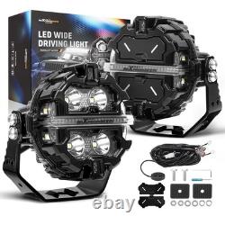 Round LED Driving Lights 160W Spot Beam RGB For Off Road SUV ATV Marine Boat 12V